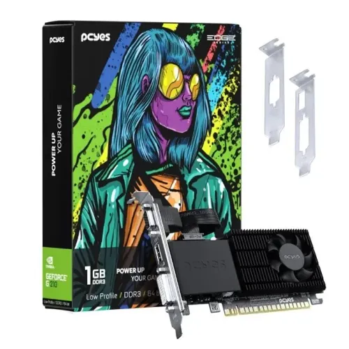 Placa de Vídeo G210 PCYes Projeto Edge Low Profile NVIDIA GeForce, 1GB DDr3