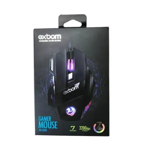 Mouse Gamer 7 Botões Exbom 3200DPI