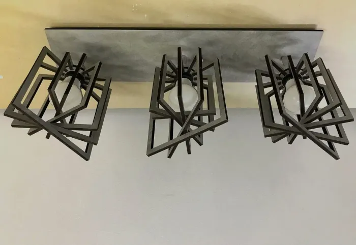 Plafon 3 lâmpadas mdf concreto