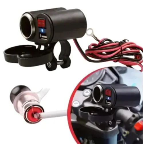 Tomada Adaptador 12V Impermeável USB para Moto - Carregador Celular | Novo 