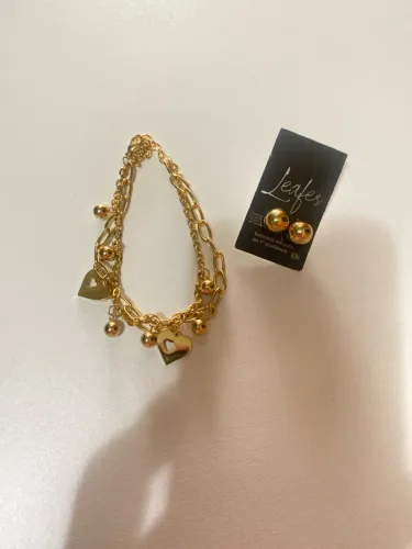 Pulseira e brinco de aço 