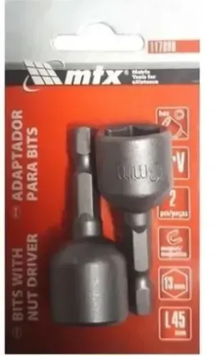 ADAPTADOR PARA BITS 13MM COMPRIMENTO 45MM C/2PCS MTX