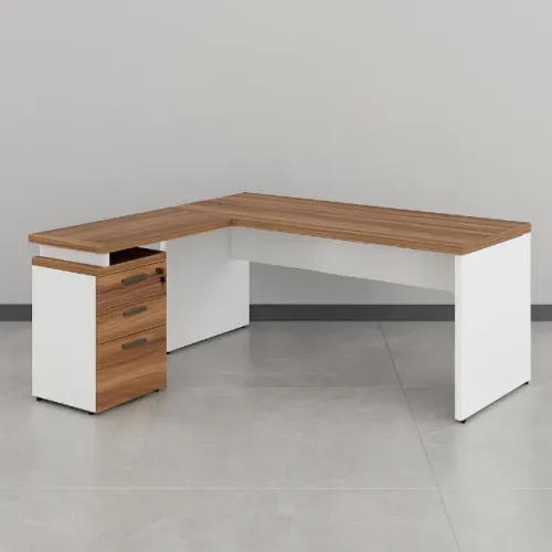 Mesa De Escritório Em L Com Gaveteiro Ampla E Moderna Para Home Office 34327