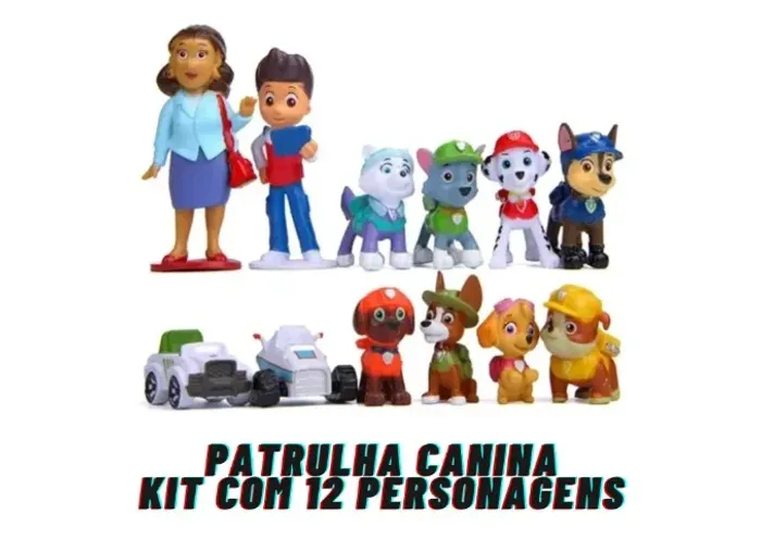 Kit Patrulha Canina c/ 12 Bonequinhos