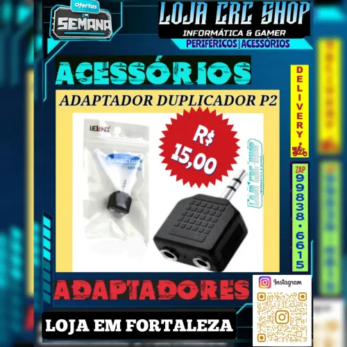 CRC Shop Informática - Adaptador Duplicador P2 pra Fones etc
