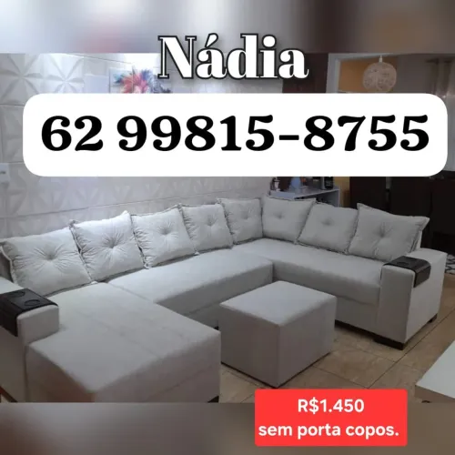 Sofá de canto com puff -112212