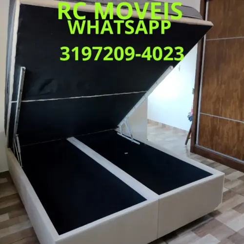 Box Baú Super King 1.93x2.03 Bipartido - Courino ou Suede