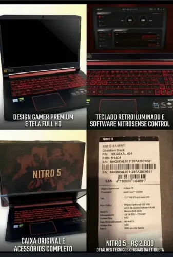 Notebook Gamer Acer nitro 5 (17.3 FHD)