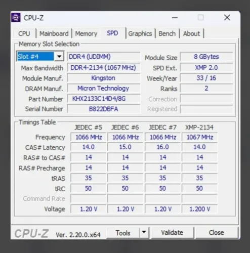Memória RAM Kingston 8GB DDR4 2133MHz (CL14)