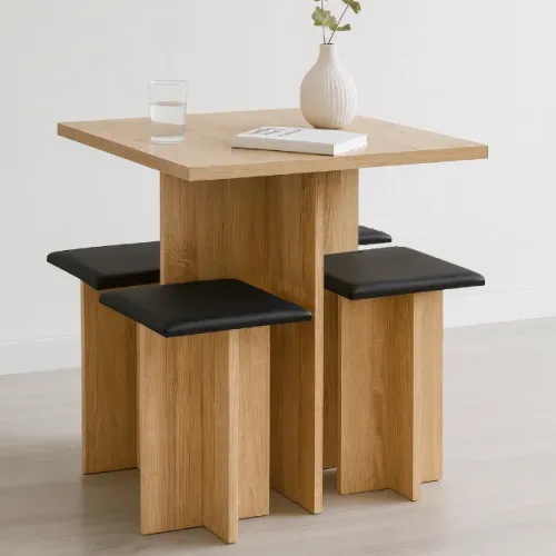 Conjunto Mesa e Banquinhos Estofados 4 Lugares NOVA