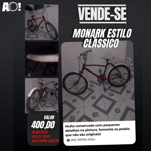 Bicicleta Monark Clássica - Muito Conservada - Estilo Retrô/Vintage