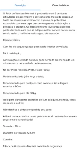 Rack De Teto 6 Ventosas Com Backup De Segurança Mormali NUNCA USADO