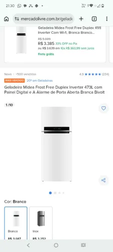 Vendo geladeira Midea 473l