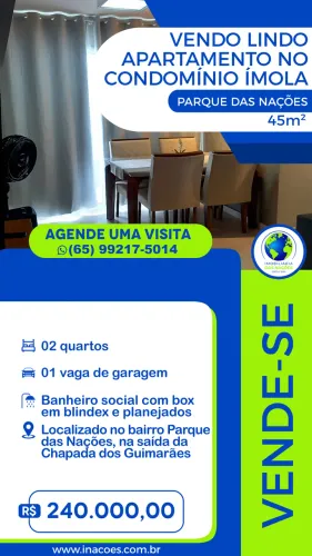 Vendo Lindo Apartamento no Condomínio Ímola - Parque das Nações em Cuiabá/MT