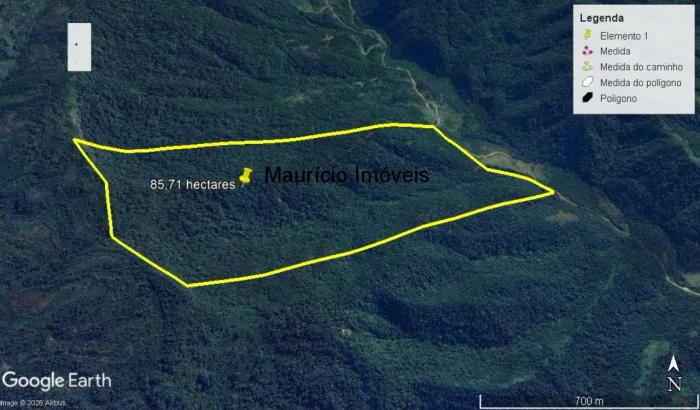 TERRENO RURAL COM 85,50 HECTARES, GEORREFERENCIADO, COMPOSTO DE MATA NATIVA, RESERVA LEGAL