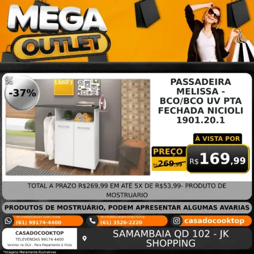 PASSADEIRA MELISSA - BCO/BCO UV PTA FECHADA NICIOLI 1901.20.1