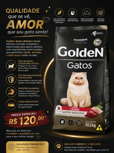 RAÇÃO PARA GATOS , ADULTOS GOLDEN PREMIERPET 