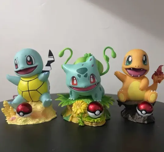 Kit 3 Bonecos Action Figure Bulbasaur Squirtle Charmander