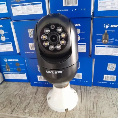 Camera de segurança lampada wifi preta