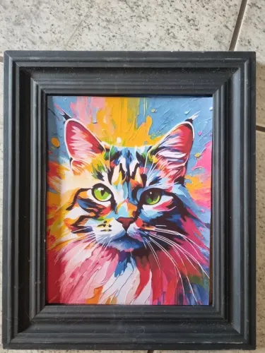 Quadro de gato colorido pop art