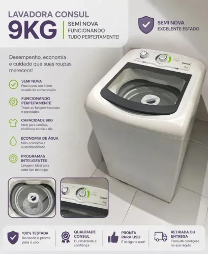 Vende-se: Lavadora Consul 9kg Branca (Cwb09bbbna) - 220V