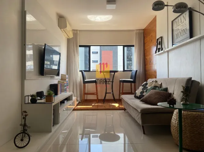 Apartamento Mobiliado de 1 quarto para locação na Jatiúca, Maceió-AL: 1 suíte, 2 salas, 1