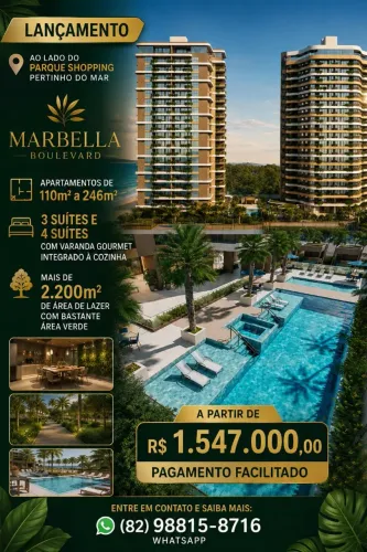 Lançamento Marbella Boulevard ao lado do Parque Shopping e Pertinho do mar Cruz das Almas.