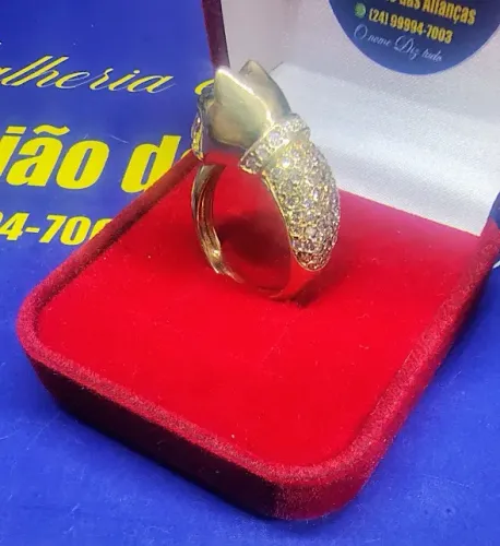Anel Gato Diamantes Ouro 18 Kilates Peso 11.15 Gramas Cabeça 10 mm