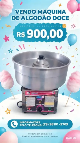 Vendo máquina de algodão doce
