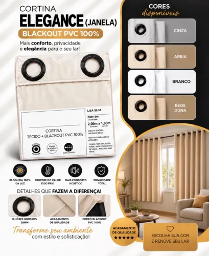 Cortina de janela Elegance - RECEBA EM CASA ?