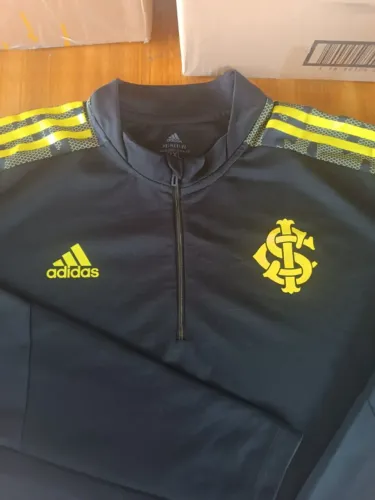 Blusa Original 2020 Treino Internacional Preto / Limão Manga Longa Tamanho XGG 2XL