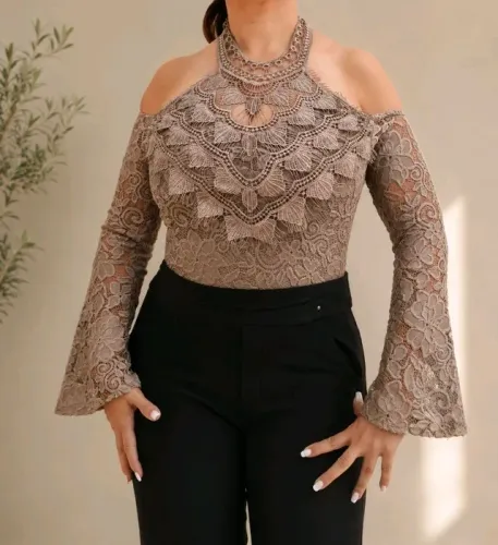 Body Rendado feminino Nude, tamanho M