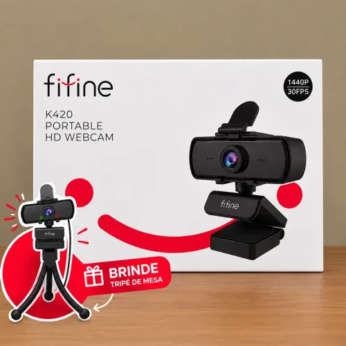 Webcam Fifine K420 2K 1440p com Microfone e Tripé - Lacrada