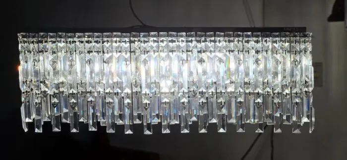 Lustre de Pendurar, em Cristal e Lampadas Lede c/  Armação Metalica Cromada  80 cm x 22 cm