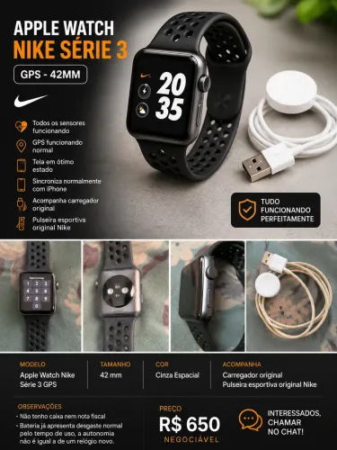 Apple Watch Nike Série 3 GPS ? ótimo estado