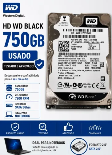 HD SATA II 750GB WD BLACK