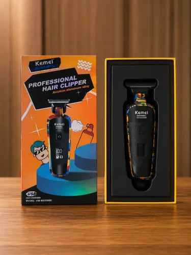Maquininha Acabamento Barba Cabelo Kemei KM-5090 Bateria Visor Digital