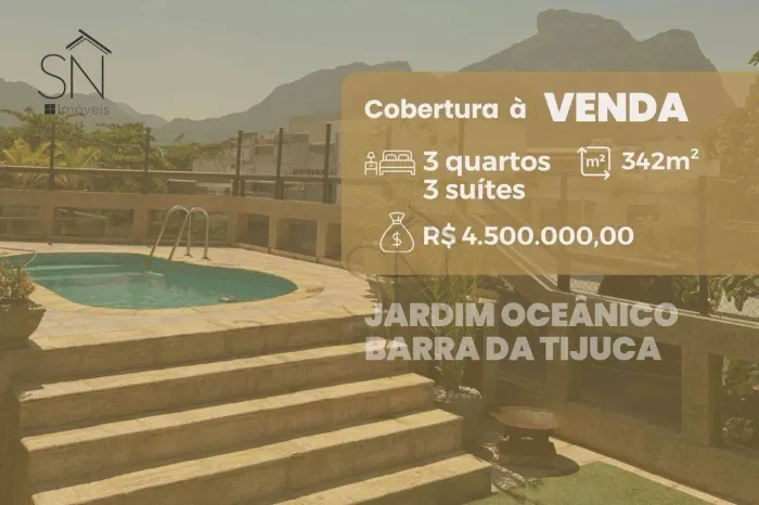 Cobertura com 3 dormitórios à venda, 342 m² por R$ 4.500.000,00 - Barra da Tijuca - Rio de