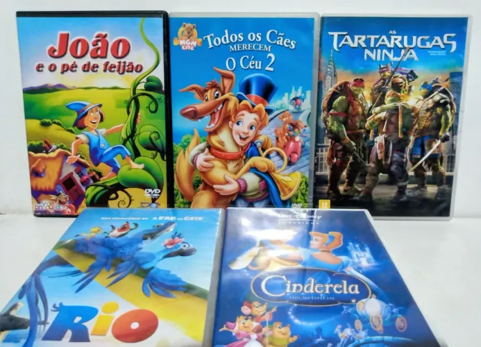 Lote de DVD Infantil Disney - MGM - Río/ Cinderela/ As Tartarugas Ninja - 5 DVD 