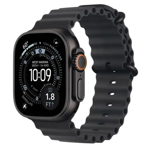 Apple Watch Ultra 3 (GPS + Celular, Caixa de Titânio Preto e Pulseira Ocean Preta, 49 mm)