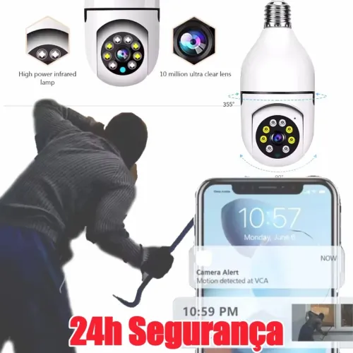 Câmera de segurança <br>Wifi 2.4GHz visão noturna colorida