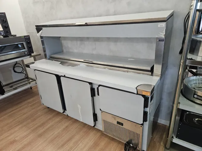 balcão refrigerado condimentadora dupla inox 1,90m - novo