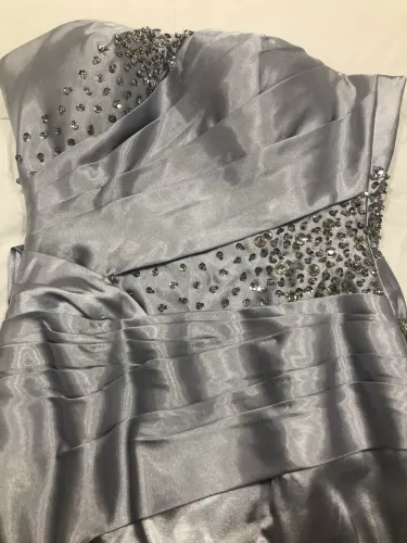 Vestido festa longo cetim Prata TAM 36