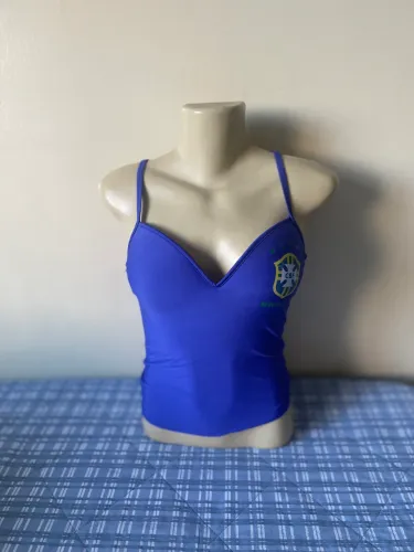 Top  azul com bojo do Brasil 