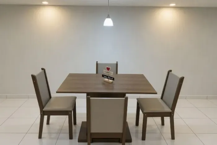  Kit Sala de jantar Mesa Talita Mesa Tampo Madeira 4 Cadeiras