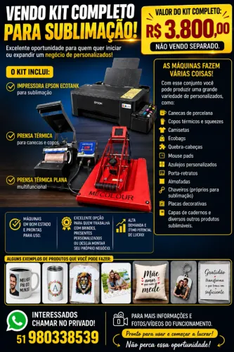 Kit completo de máquinas de sublimação 
