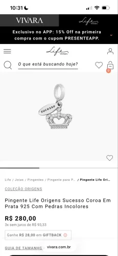 Berloque em prata 925 Vivara