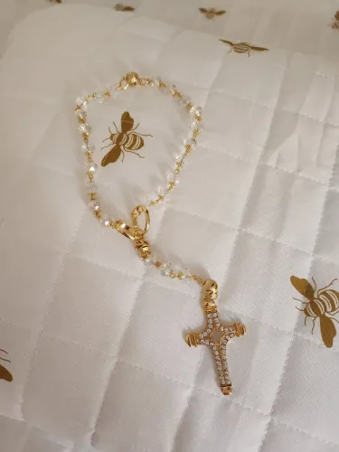 Terço para Casamento com Cristais - Dourado