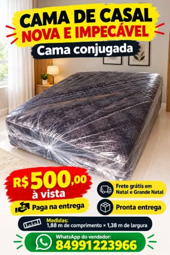 Vendendo camas de casal nova e impecável, não cobramos frete em Natal e grande Natal.