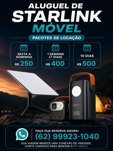 Aluguel de Starlink Móvel Ilimitada | Leve para sua viagem